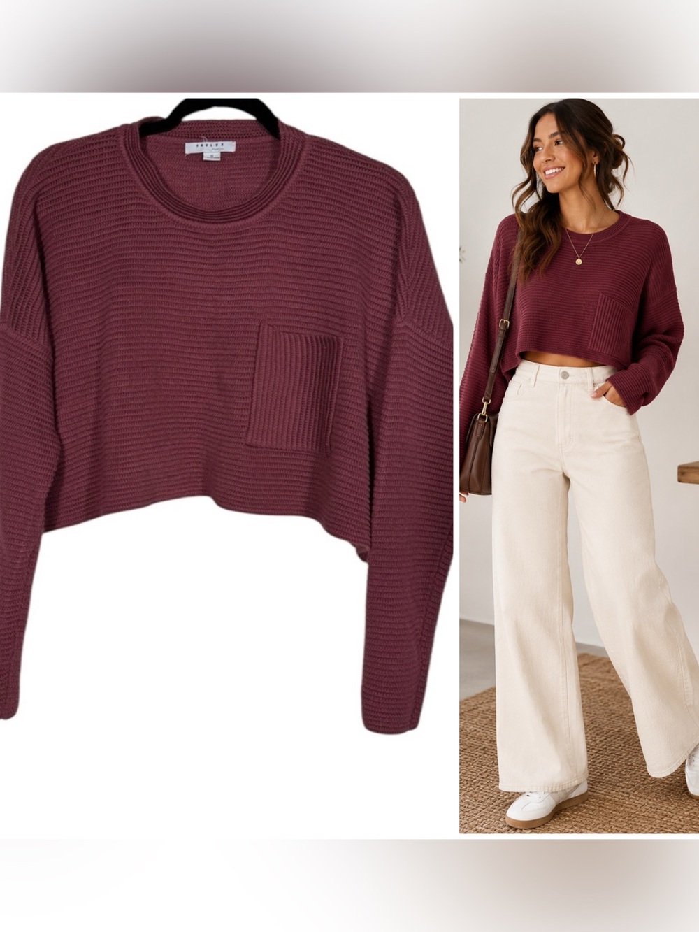 Favlux Cropped Oversized Sweater Women's Size Small